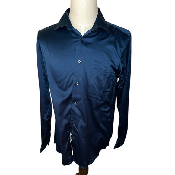 Pronto Uomo Blue Men's Dress Shirt Size 16 1/2 - Picture 1 of 4